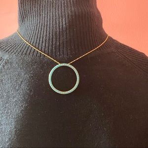 Turquoise and gold circle necklace